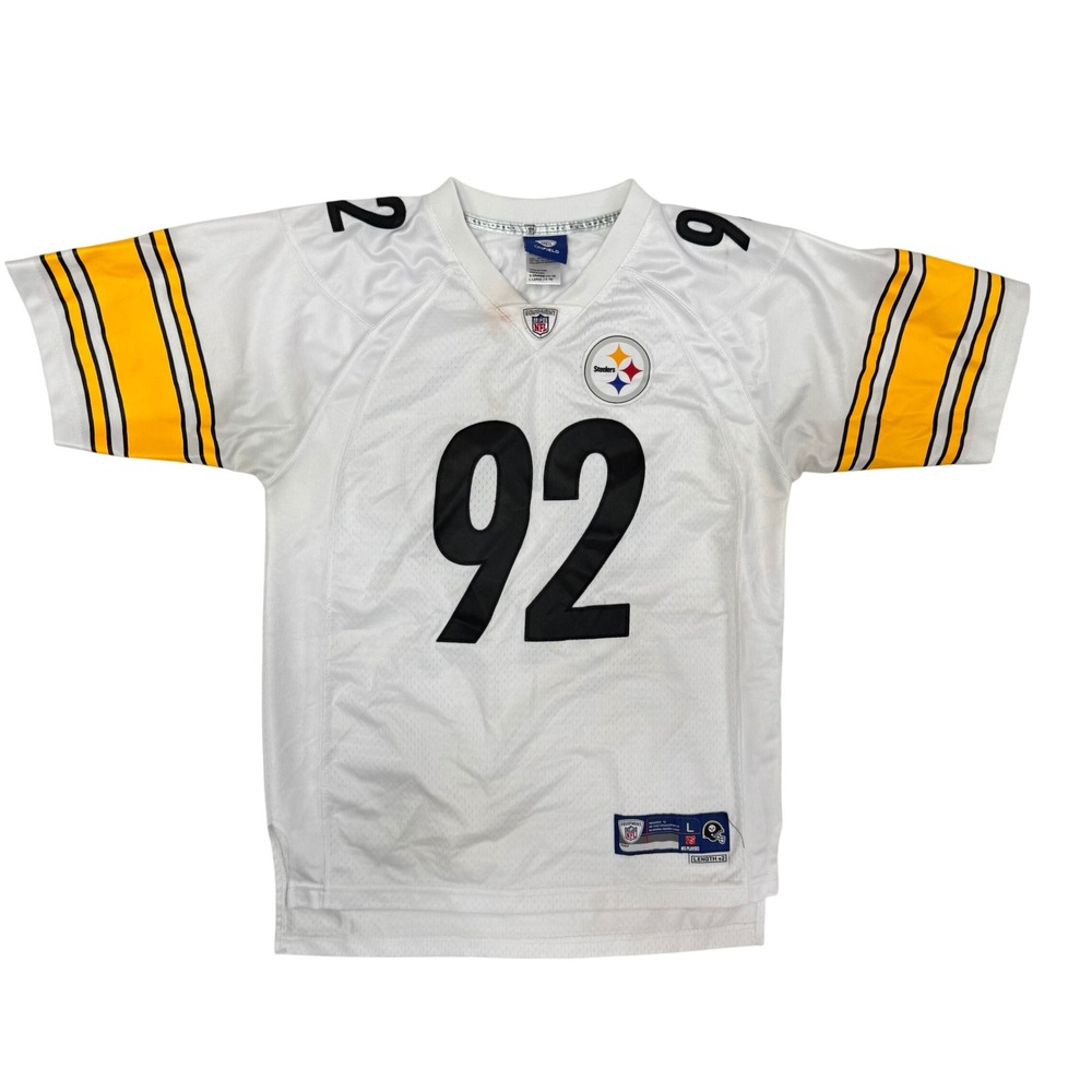 NFL Pittsburgh Steelers James Harrison 92 Jersey Kids Large 14-16 White Stitched